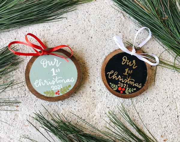 Wood Slice Christmas Ornaments // Hand Painted Watercolor 