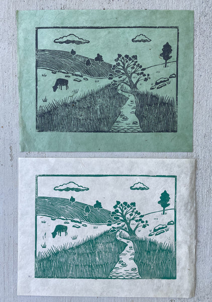 Brush Creek-Linocut Print
