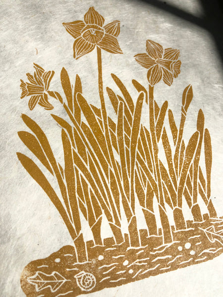 Daffodils Original Linocut Print
