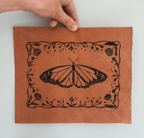 Monarch Original Linocut Print