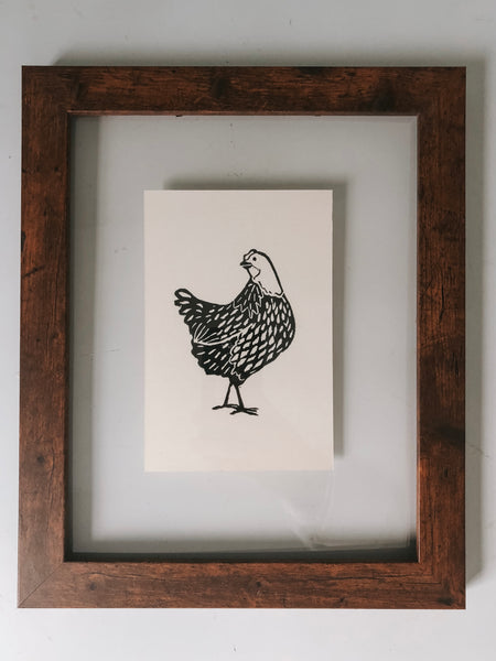 Chicken Penny Original Linocut print